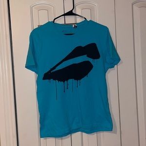 Blue Graphic T Shirt with LIPS 👄